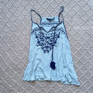 BKE Boutique Blue Embroidered Women's Cami Tank Top XL